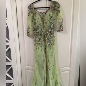 Elegant Green Embroidered Dress